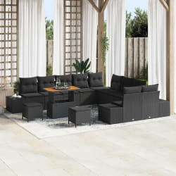 vidaXL Ensemble de canapé de jardin 13 pcs Noir Poly rotin
