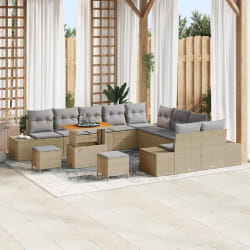 vidaXL Ensemble de canapé de jardin 13 pcs Beige Poly rotin