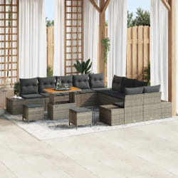 vidaXL Ensemble de canapé de jardin 13 pcs Gris Poly rotin