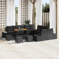 vidaXL Ensemble de canapé de jardin 14 pcs Noir Poly rotin