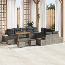 vidaXL Ensemble de canapé de jardin 14 pcs Gris Poly rotin