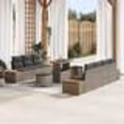 Canapé de Jardin de 10 Pièces avec Coussins Gris Poly Rattan Acacia