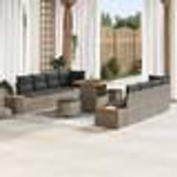 Ensemble de canapé de jardin 11 pièces avec coussins gris
