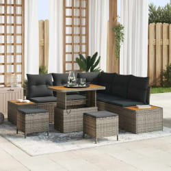 vidaXL Ensemble de canapé de jardin avec coussin 8 pcs Gris Poly rotin