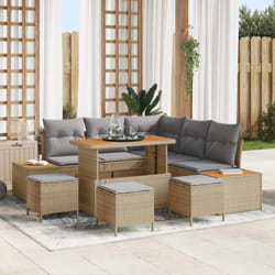 Vidaxl - Ensemble De Canapé De Jardin 9 Pcs Beige Poly Rotin