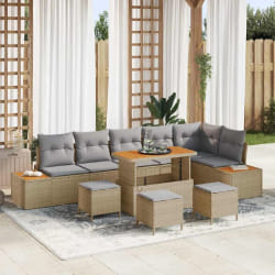 vidaXL Ensemble de canapé de jardin 10 pcs Beige Poly rotin