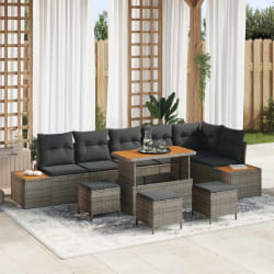 vidaXL Ensemble de canapé de jardin 10 pcs Gris Poly rotin