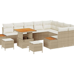 Vidaxl - Ensemble de canapé de jardin 12 pièces avec coussins en rotin beige et bois d'acacia