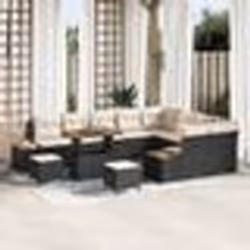 Ensemble de canapés de jardin 12 pièces avec coussins crème poly rattan noir Ensemble de salle à manger jardin 3 pièces 33629 ...