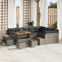 vidaXL Ensemble de canapé de jardin 13 pcs Gris Poly rotin