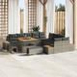 Ensemble de 13 Pièces Sofa de Jardin avec Coussins Gris Poly Rattan Acacia