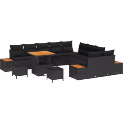 Ce sofa d'extérieur 4 places combine style moderne et confort. Sa finition chic en poly rattan noir et ses coussins doux en f ...