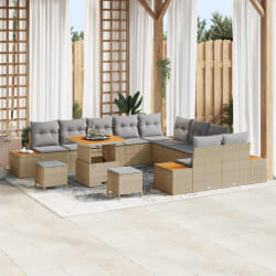 vidaXL Ensemble de canapé de jardin 13 pcs Beige Poly rotin