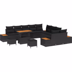 Ce sofa 4 places est tout sur le style moderne, parfait pour se relaxer dehors. Avec son poly rattan noir élégant et ses sièg ...
