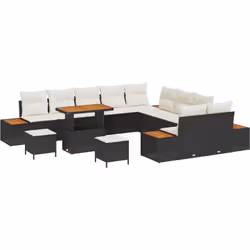 Ce canapé d'extérieur 4 places présente un mélange élégant de noir et crème, parfait pour se détendre à l'extérieur. Il crée  ...