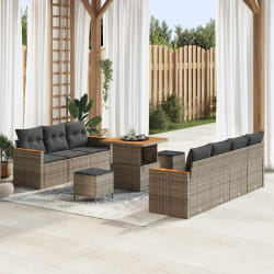 vidaXL Ensemble de canapé de jardin 10 pcs Gris Poly rotin