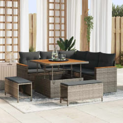vidaXL Ensemble de canapé de jardin avec coussin 8 pcs Gris Poly rotin