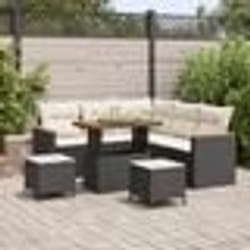 Ensemble de Canapés de Jardin 8 Pièces avec Coussins Noir Poly Rattan