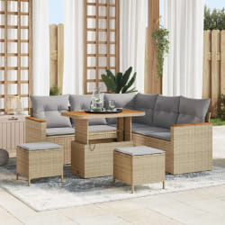 vidaXL Ensemble de canapé de jardin 8 pcs Beige Poly rotin