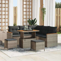 vidaXL Ensemble de canapé de jardin avec coussin 8 pcs Gris Poly rotin