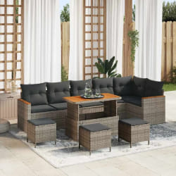 vidaXL Ensemble de canapé de jardin 10 pcs Gris Poly rotin