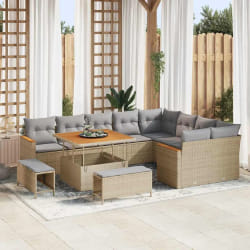 vidaXL Ensemble de canapé de jardin 12 pcs Beige Poly rotin