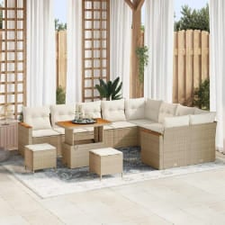 vidaXL Ensemble de canapé de jardin 12 pcs Beige Poly rotin