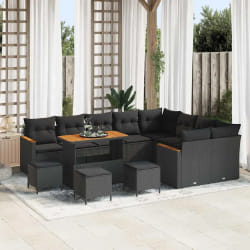 vidaXL Ensemble de canapé de jardin 13 pcs Noir Poly rotin