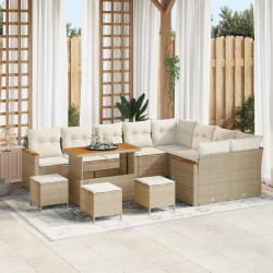 vidaXL Ensemble de canapé de jardin 13 pcs Beige Poly rotin