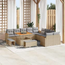 vidaXL Ensemble de canapé de jardin 13 pcs Beige Poly rotin