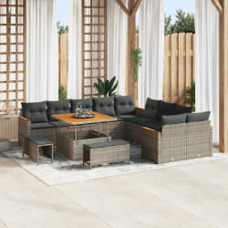 vidaXL Ensemble de canapé de jardin 13 pcs Gris Poly rotin