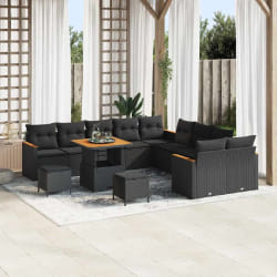 vidaXL Ensemble de canapé de jardin 13 pcs Noir Poly rotin