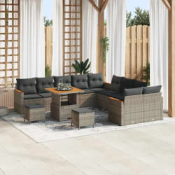vidaXL Ensemble de canapé de jardin 13 pcs Gris Poly rotin