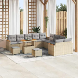 vidaXL Ensemble de canapé de jardin 13 pcs Beige Poly rotin