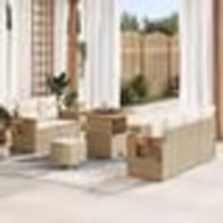 Set de Canapé de Jardin 8 Pièces avec Coussins Beige Poly Rattan Acacia