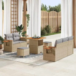 vidaXL Ensemble de canapé de jardin 8 pcs beige et gris clair