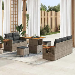 vidaXL Ensemble de canapé de jardin 8 pcs Gris 80 x 80 x 71 cm