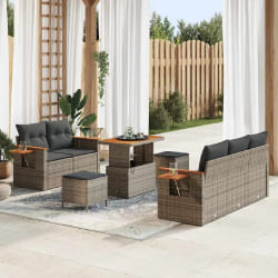 vidaXL Ensemble de canapé de jardin 8 pcs Gris 90 x 55 x 71 cm