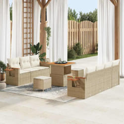 vidaXL Ensemble de canapé de jardin avec coussin 10 pcs beige et crème