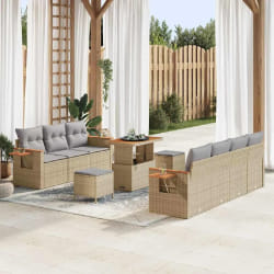 vidaXL Ensemble de canapé de jardin 10 pcs beige et gris clair