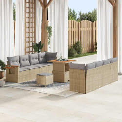 vidaXL Ensemble de canapé de jardin 11 pcs beige et gris clair