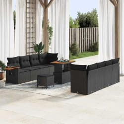 vidaXL Ensemble de canapé de jardin 11 pcs Noir 90 x 55 x 71 cm