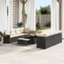 Set de canapé jardin vidaXL 11 pièces avec coussins Noir en poly rattan