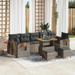 vidaXL Ensemble de canapé de jardin 10 pcs Gris 90 x 55 x 71 cm