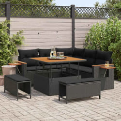 vidaXL Ensemble de canapé de jardin 8 pcs Noir 100 x 100 x 71 cm