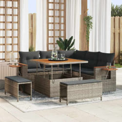 vidaXL Ensemble de canapé de jardin 8 pcs Gris 100 x 100 x 71 cm