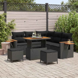 vidaXL Ensemble de canapé de jardin 8 pcs Noir 90 x 55 x 71 cm