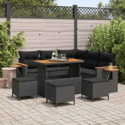 vidaXL Ensemble de canapé de jardin 9 pcs Noir 110 x 55 x 71 cm
