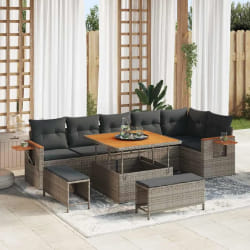 vidaXL Ensemble de canapé de jardin 9 pcs Gris 100 x 100 x 71 cm