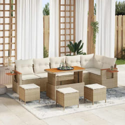 vidaXL Ensemble de canapé de jardin avec coussin 10 pcs beige et crème